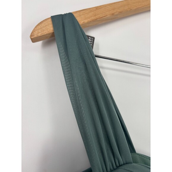 BIRDY GREY "Elyse" Gown Bridesmaid Dress Sea Glass Green Pleated Mesh Cutout S - Picture 8 of 10